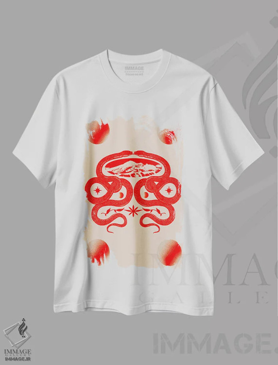 تیشرت سفید طرح دار دوگانگی، تزئینی اثر بست ورلد اثر سیرا کیلن | immage.ir