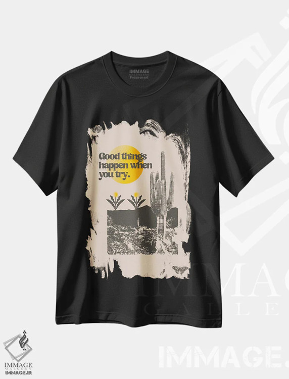 تیشرت مشکی طرح دار چیزهای خوب، تزئینی اثر بست ورلد اثر سیرا کیلن | فروشگاه ایماژ