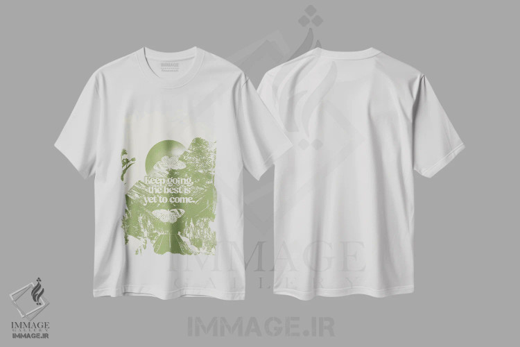 تیشرت سفید طرح دار ادامه بده، تزئینی اثر بست ورلد اثر سیرا کیلن | فروشگاه ایماژ