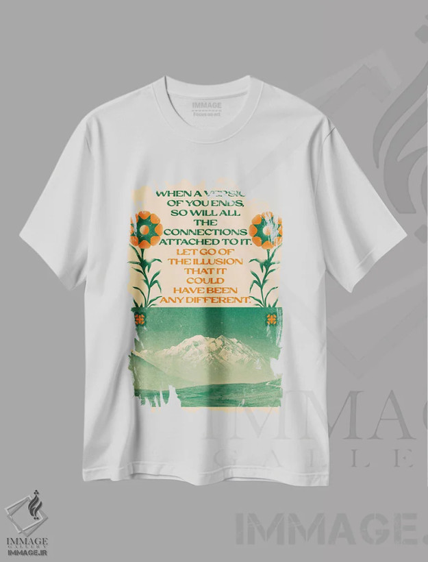 تیشرت سفید طرح دار رها کن، تزئینی اثر بست ورلد اثر سیرا کیلن | فروشگاه ایماژ