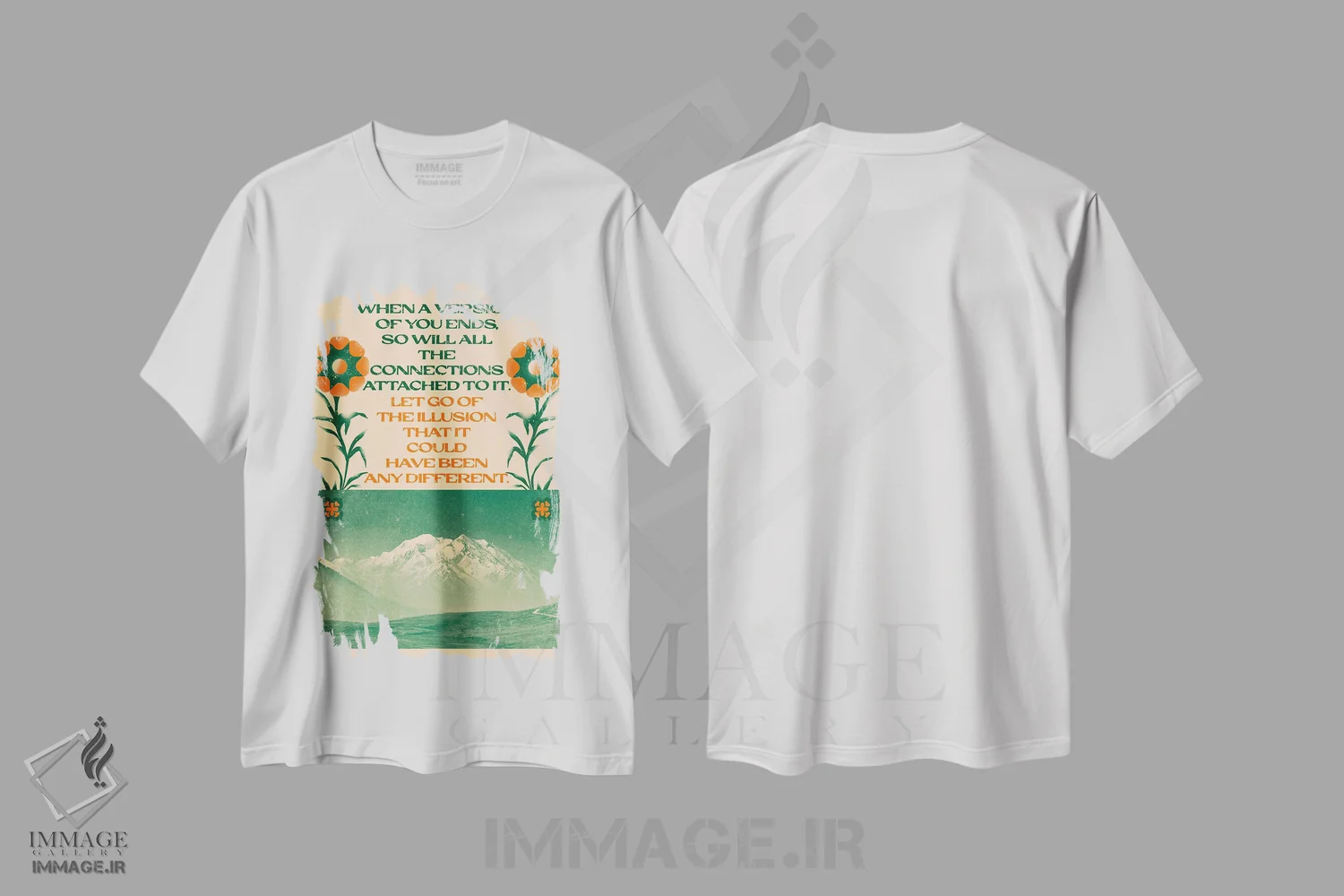 تیشرت سفید طرح دار رها کن، تزئینی اثر بست ورلد اثر سیرا کیلن | فروشگاه ایماژ