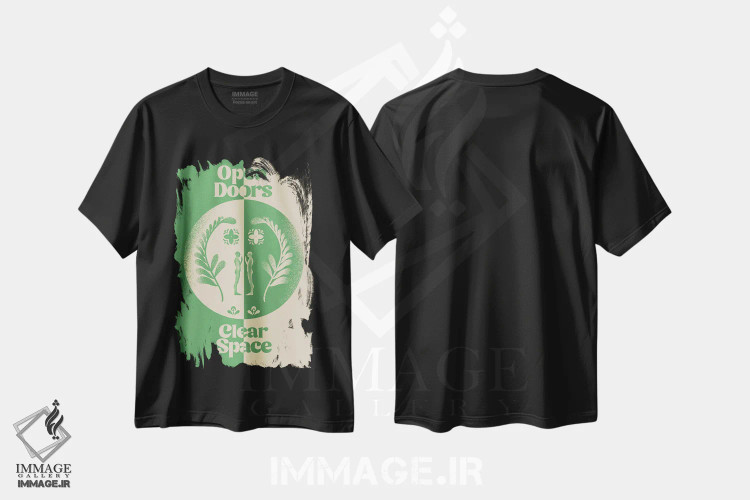 تیشرت مشکی طرح دار درها را باز کن، تزئینی اثر بست ورلد اثر سیرا کیلن | فروشگاه ایماژ