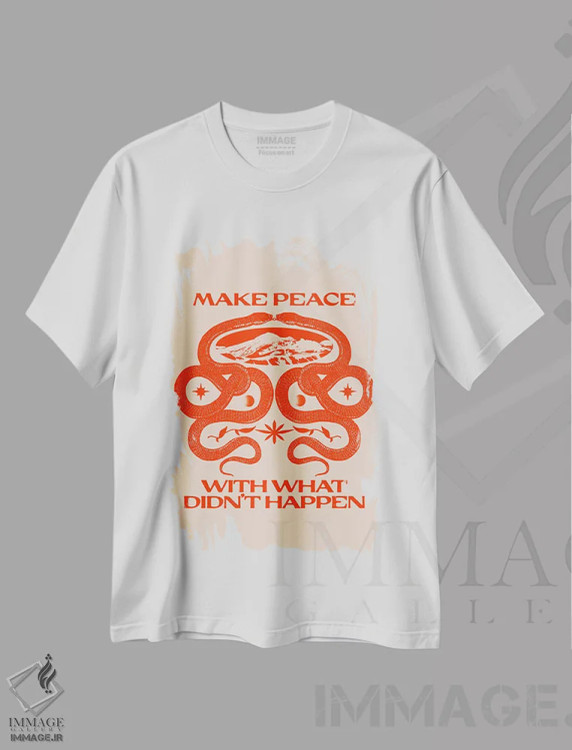 تیشرت سفید طرح دار صلح برقرار کن، تزئینی اثر بست ورلد اثر سیرا کیلن | فروشگاه ایماژ