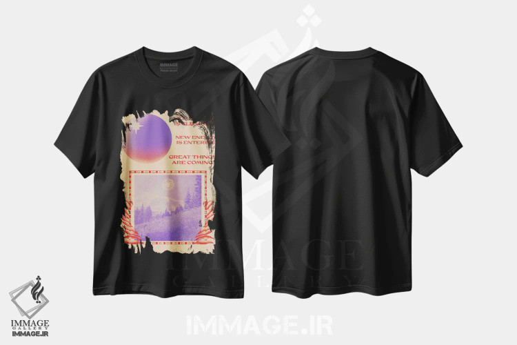 تیشرت مشکی طرح دار انرژی نو، تزئینی اثر بست ورلد اثر سیرا کیلن | فروشگاه ایماژ