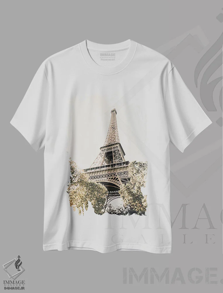 تیشرت سفید طرح دار پاریس، مدیوم اثر کریستا برادوی | فروشگاه ایماژ
