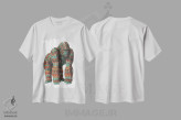 تیشرت سفید طرح دار گوریل نر نقره پشت رنگی شماره ۱، دست نقاشی و طراحی دستی اثر بیوورکز | immage.ir