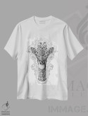 تیشرت سفید طرح دار زرافه، نقاشی و تصویرگری سیاه و سفید اثر بیوورکز | immage.ir