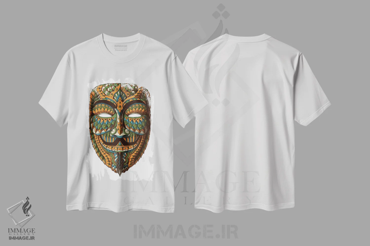 تیشرت سفید طرح دار نقاب ناشناس رنگی شماره ۲، دست نقاشی و طراحی دستی اثر بیوورکز | immage.ir