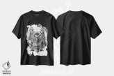 تیشرت مشکی طرح دار جغد سده، نقاشی و تصویرگری سیاه و سفید اثر بیوورکز | فروشگاه ایماژ
