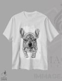 تیشرت سفید طرح دار فرنچ بولداگ، نقاشی و تصویرگری سیاه و سفید اثر بیوورکز | immage.ir
