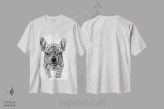 تیشرت سفید طرح دار فرنچ بولداگ، نقاشی و تصویرگری سیاه و سفید اثر بیوورکز | immage.ir