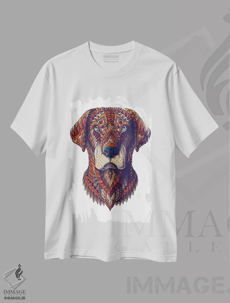 تیشرت سفید طرح دار لبرادور رنگی شماره ۲، دست نقاشی و طراحی دستی اثر بیوورکز | immage.ir