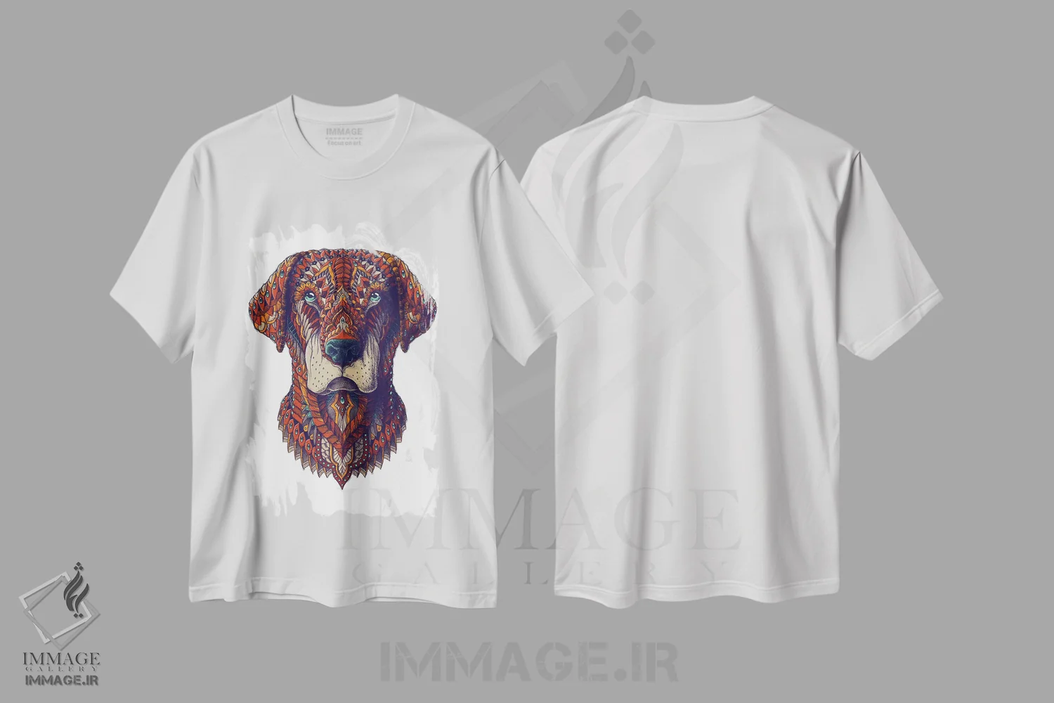 تیشرت سفید طرح دار لبرادور رنگی شماره ۲، دست نقاشی و طراحی دستی اثر بیوورکز | immage.ir