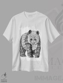 تیشرت سفید طرح دار پاندا، نقاشی و تصویرگری سیاه و سفید اثر بیوورکز | فروشگاه ایماژ