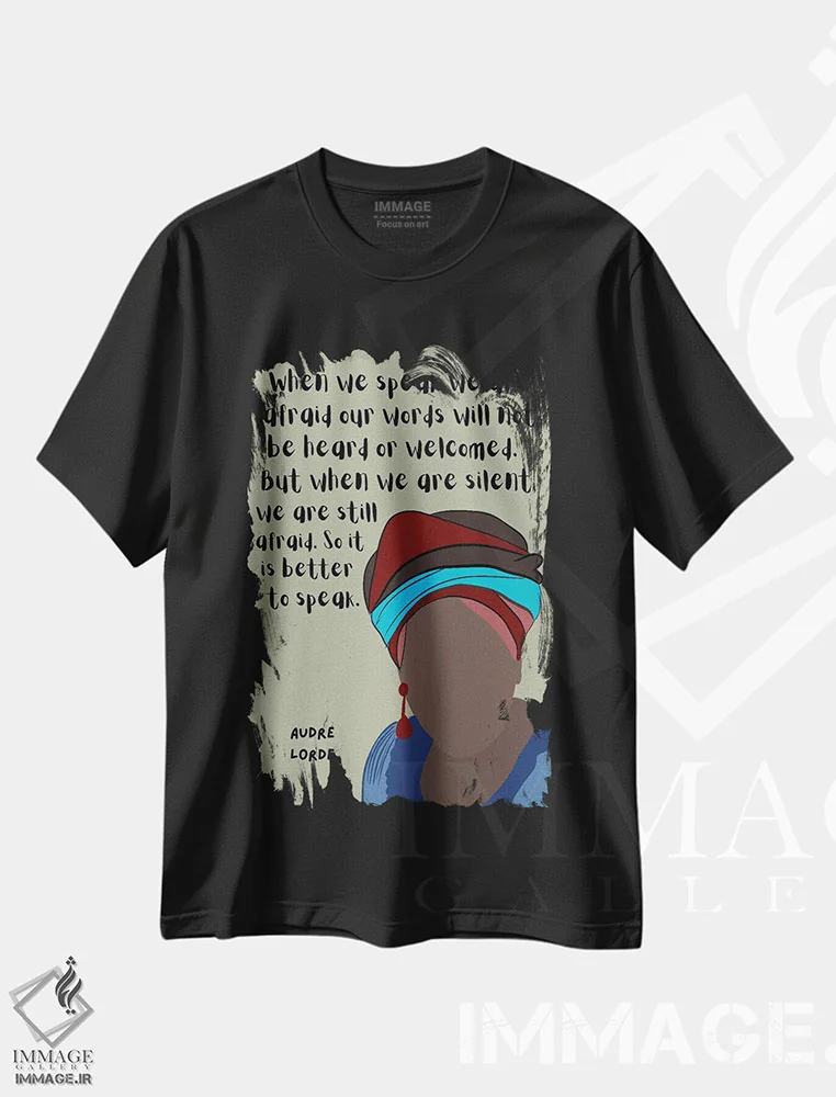 تیشرت مشکی طرح دار نقل قول لرد، هنر آمریکایی آفریقایی تبار اثر برینی پرینتیبلز | immage.ir