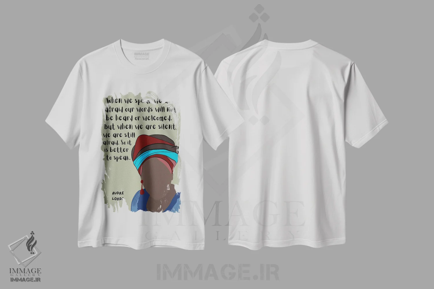 تیشرت سفید طرح دار نقل قول لرد، هنر آمریکایی آفریقایی تبار اثر برینی پرینتیبلز | فروشگاه ایماژ