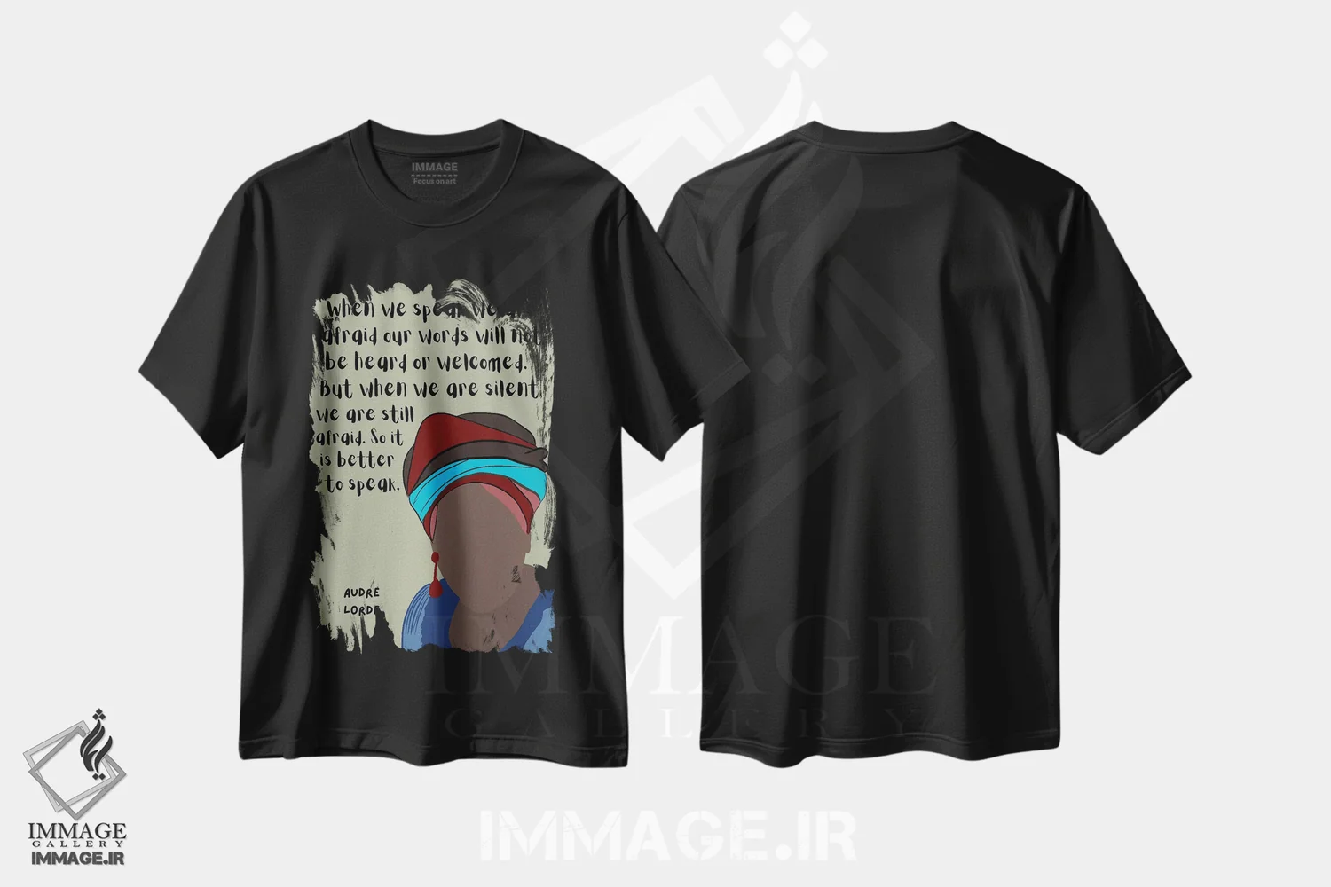 تیشرت مشکی طرح دار نقل قول لرد، هنر آمریکایی آفریقایی تبار اثر برینی پرینتیبلز | immage.ir