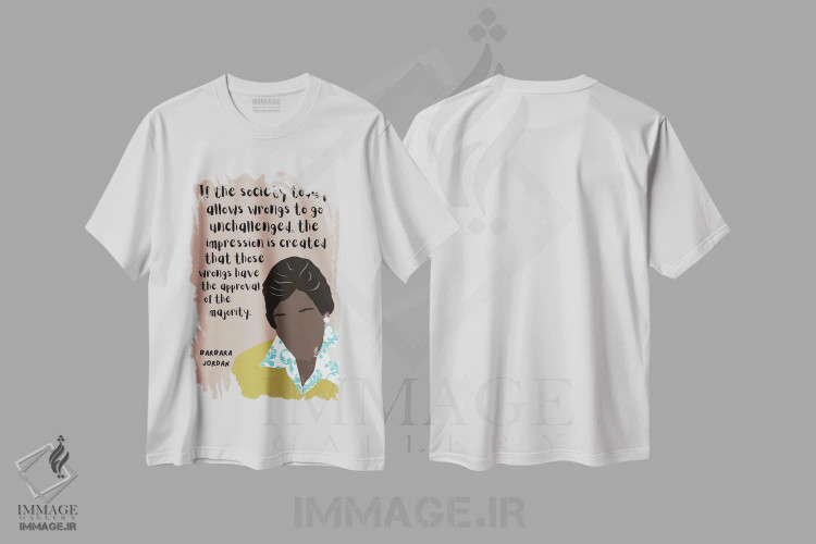 تیشرت سفید طرح دار نقل قول باربارا جردن، هنر آمریکایی آفریقایی تبار اثر برینی پرینتیبلز | immage.ir