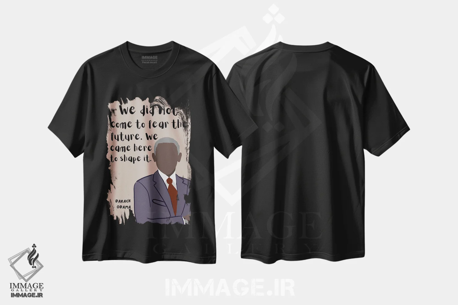 تیشرت مشکی طرح دار نقل قول اوباما، هنر آمریکایی آفریقایی تبار اثر برینی پرینتیبلز | immage.ir
