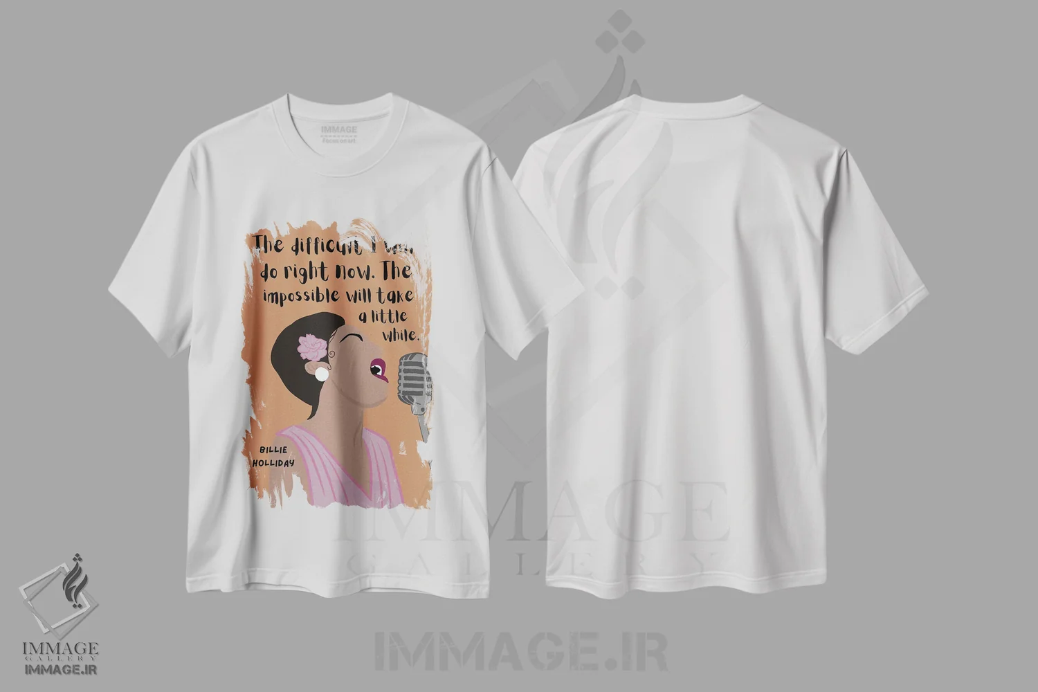 تیشرت سفید طرح دار نقل قول بیلی هالیدی، هنر آمریکایی آفریقایی تبار اثر برینی پرینتیبلز | فروشگاه ایماژ