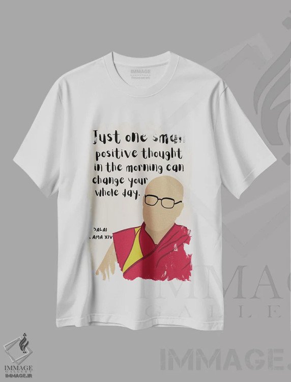 تیشرت سفید طرح دار نقل قول دالایی لامای چهاردهم، هنر دیجیتال اثر برینی پرینتیبلز | immage.ir