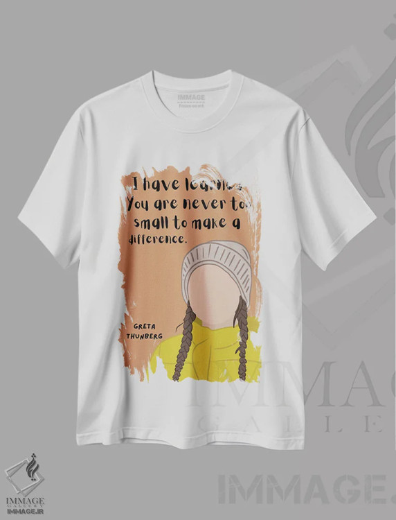 تیشرت سفید طرح دار نقل قول تونبرگ، هنر دیجیتال اثر برینی پرینتیبلز | immage.ir