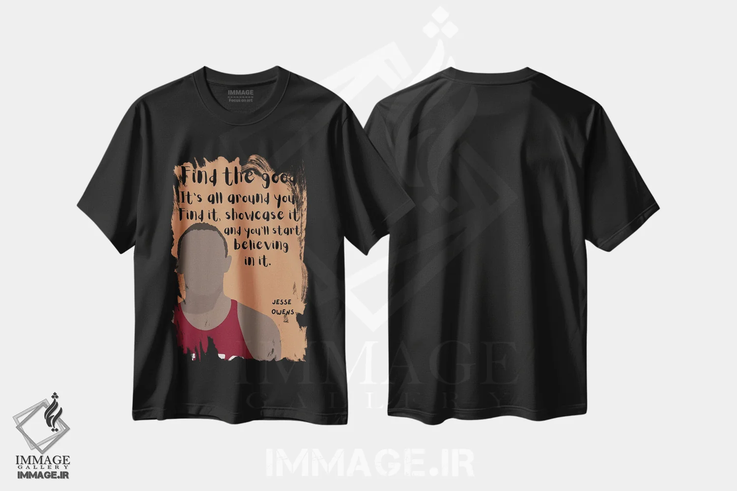 تیشرت مشکی طرح دار نقل قول جسی اوونز، هنر آمریکایی آفریقایی تبار اثر برینی پرینتیبلز | فروشگاه ایماژ