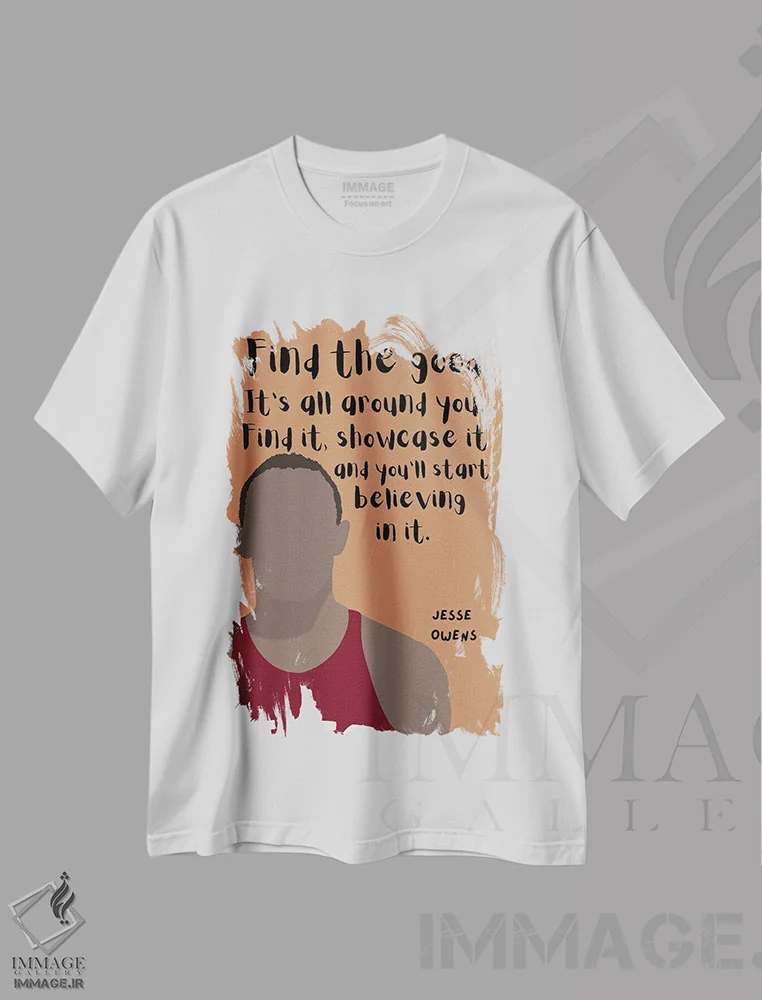 تیشرت سفید طرح دار نقل قول جسی اوونز، هنر آمریکایی آفریقایی تبار اثر برینی پرینتیبلز | immage.ir