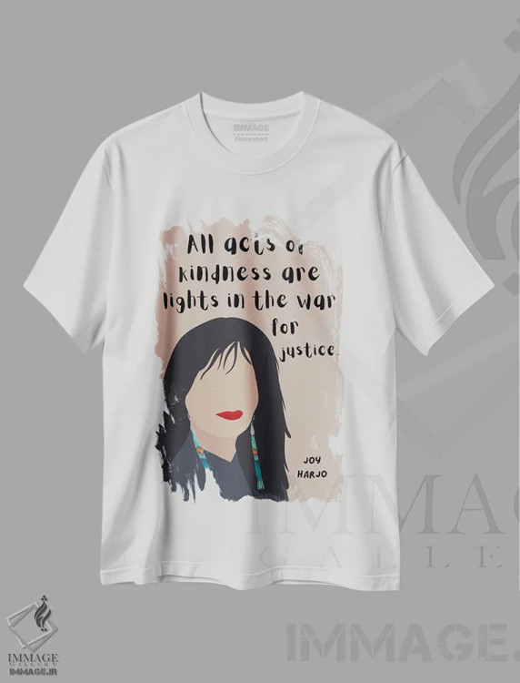 تیشرت سفید طرح دار نقل قول جوی هارجو، هنر دیجیتال اثر برینی پرینتیبلز | immage.ir