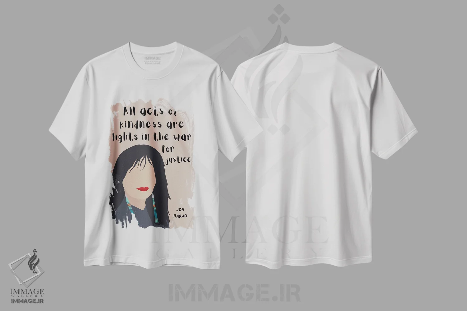 تیشرت سفید طرح دار نقل قول جوی هارجو، هنر دیجیتال اثر برینی پرینتیبلز | immage.ir