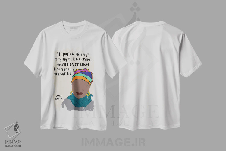 تیشرت سفید طرح دار نقل قول مایا آنجلو، هنر آمریکایی آفریقایی تبار اثر برینی پرینتیبلز | فروشگاه ایماژ