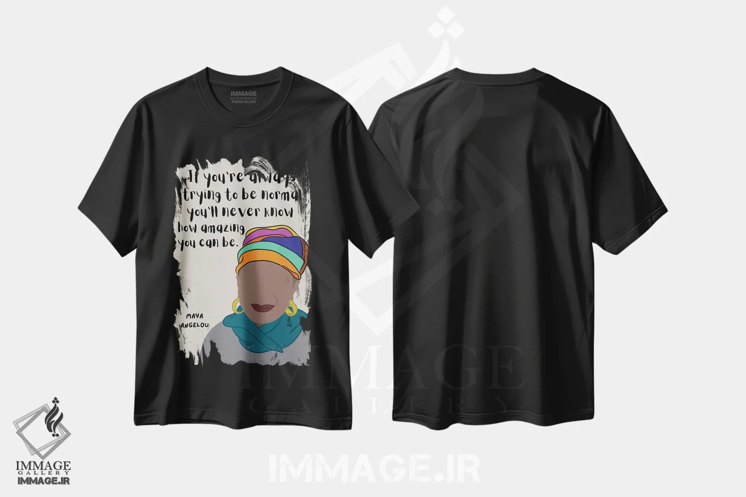 تیشرت مشکی طرح دار نقل قول مایا آنجلو، هنر آمریکایی آفریقایی تبار اثر برینی پرینتیبلز | immage.ir