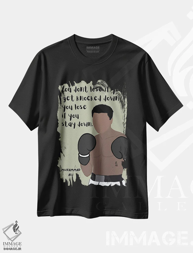 تیشرت مشکی طرح دار نقل قول علی، هنر آمریکایی آفریقایی تبار اثر برینی پرینتیبلز | immage.ir