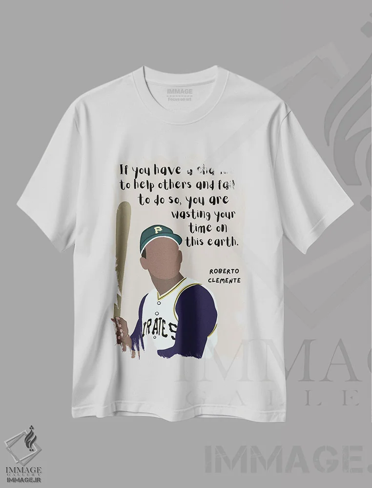 تیشرت سفید طرح دار نقل قول کلمنته، هنر آمریکایی آفریقایی تبار اثر برینی پرینتیبلز | immage.ir