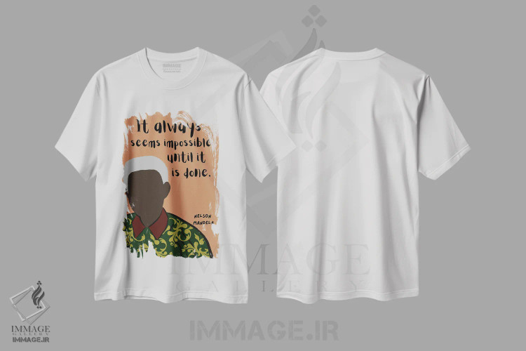 تیشرت سفید طرح دار نقل قول نلسون ماندلا، هنر آمریکایی آفریقایی تبار اثر برینی پرینتیبلز | immage.ir