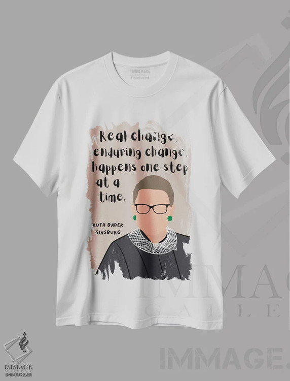 تیشرت سفید طرح دار نقل قول روث بیدر گینزبرگ، هنر دیجیتال اثر برینی پرینتیبلز | فروشگاه ایماژ