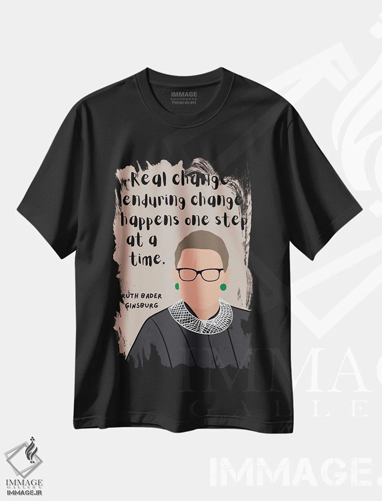 تیشرت مشکی طرح دار نقل قول روث بیدر گینزبرگ، هنر دیجیتال اثر برینی پرینتیبلز | immage.ir