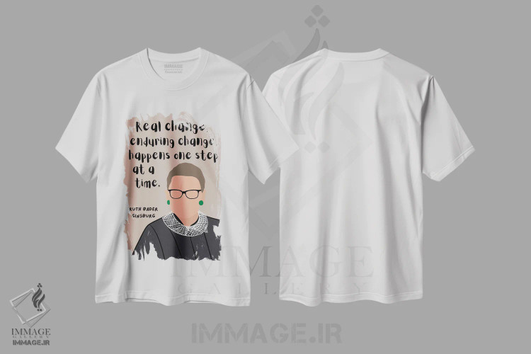 تیشرت سفید طرح دار نقل قول روث بیدر گینزبرگ، هنر دیجیتال اثر برینی پرینتیبلز | فروشگاه ایماژ