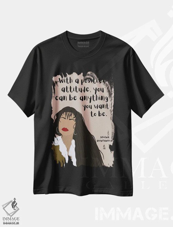تیشرت مشکی طرح دار نقل قول سلنا کوئینتانیلا، تزئینی اثر برینی پرینتیبلز | فروشگاه ایماژ