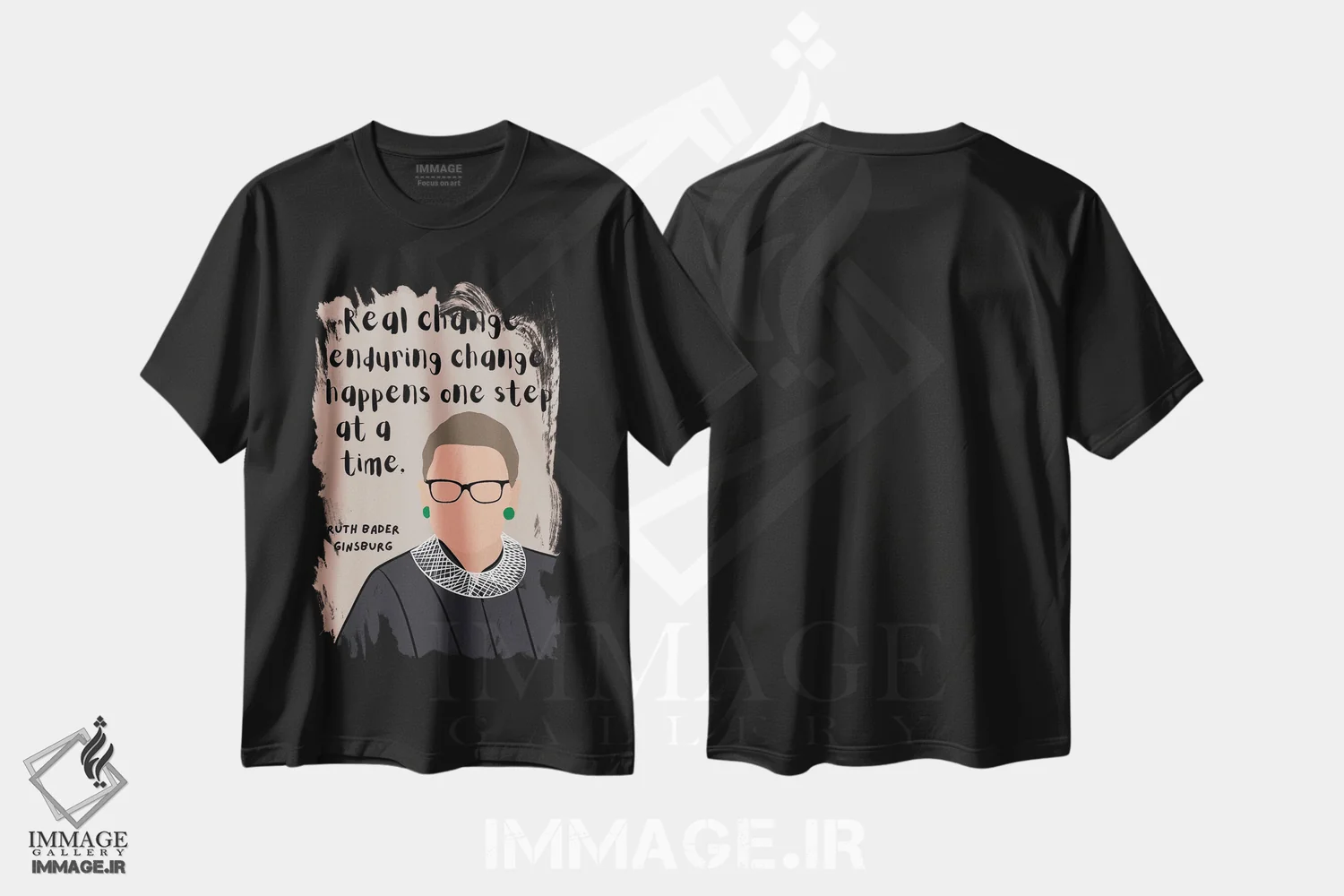 تیشرت مشکی طرح دار نقل قول روث بیدر گینزبرگ، هنر دیجیتال اثر برینی پرینتیبلز | immage.ir