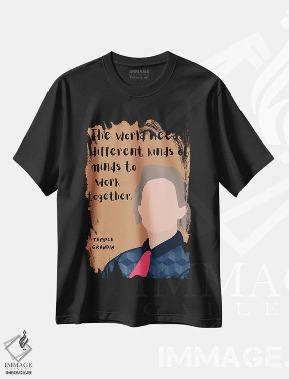 تیشرت مشکی طرح دار نقل قول تمپل گراندین، هنر دیجیتال اثر برینی پرینتیبلز | فروشگاه ایماژ