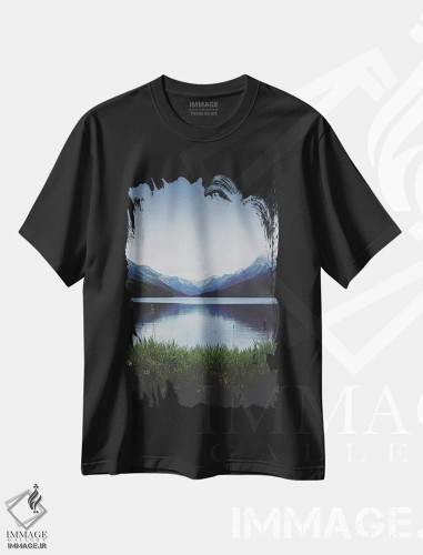 تیشرت مشکی طرح دار ساحل یخچالی، تزئینی اثر آنی بیلی آرت | فروشگاه ایماژ