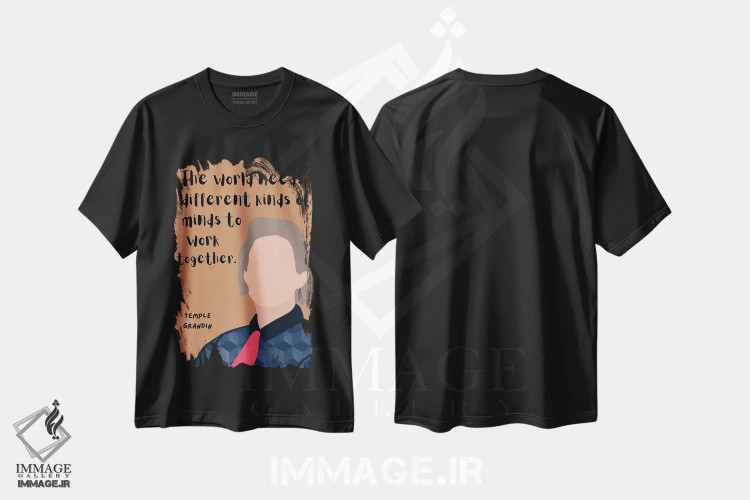 تیشرت مشکی طرح دار نقل قول تمپل گراندین، هنر دیجیتال اثر برینی پرینتیبلز | فروشگاه ایماژ