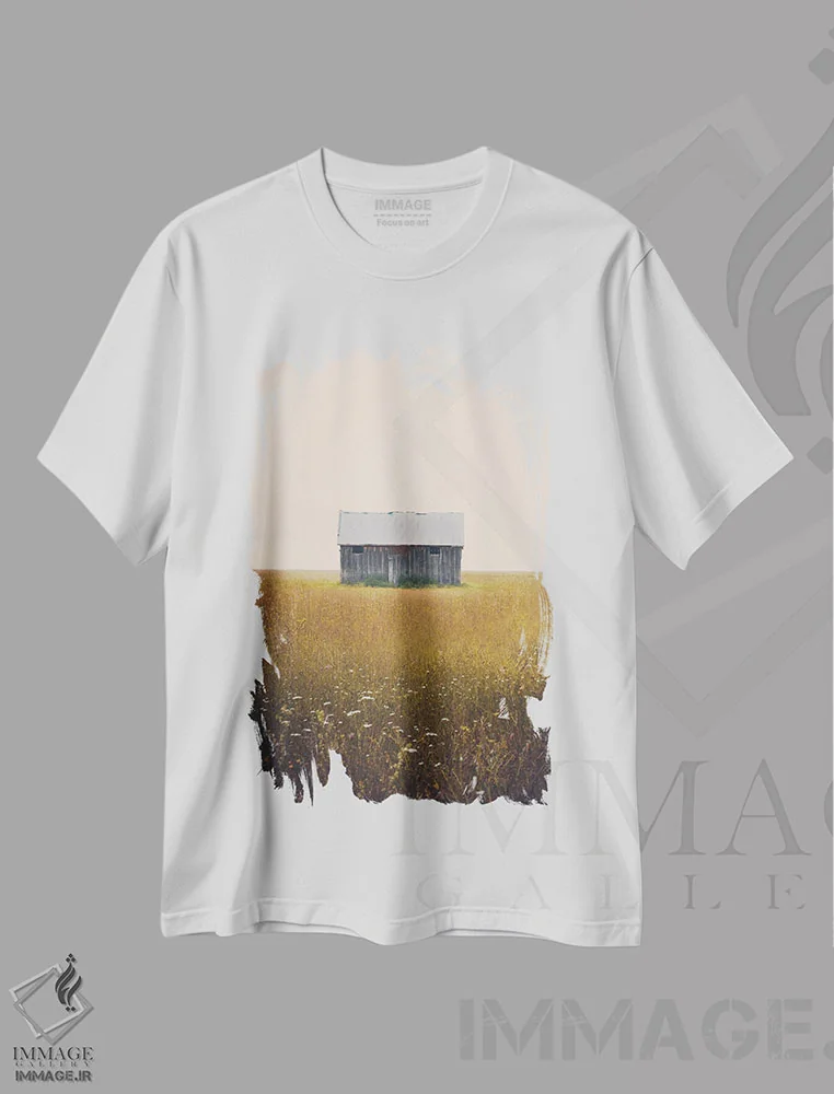 تیشرت سفید طرح دار موسیقی برای سکوت، دکور روستایی اثر آنی بیلی آرت | فروشگاه ایماژ