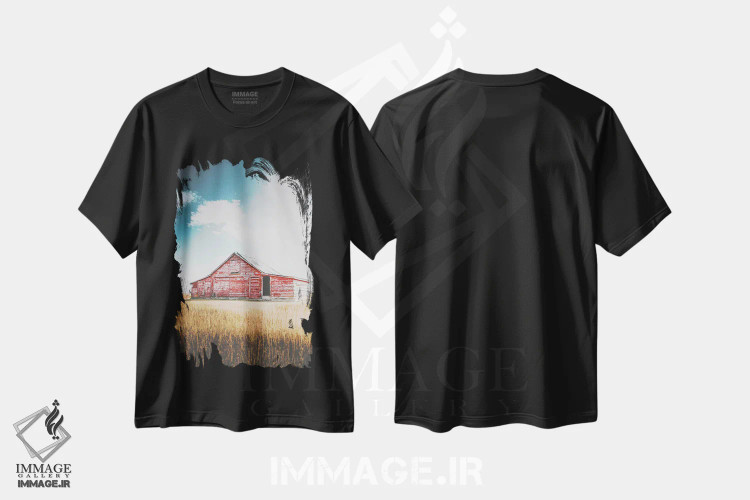 تیشرت مشکی طرح دار بازسازی، دکور روستایی اثر آنی بیلی آرت | immage.ir