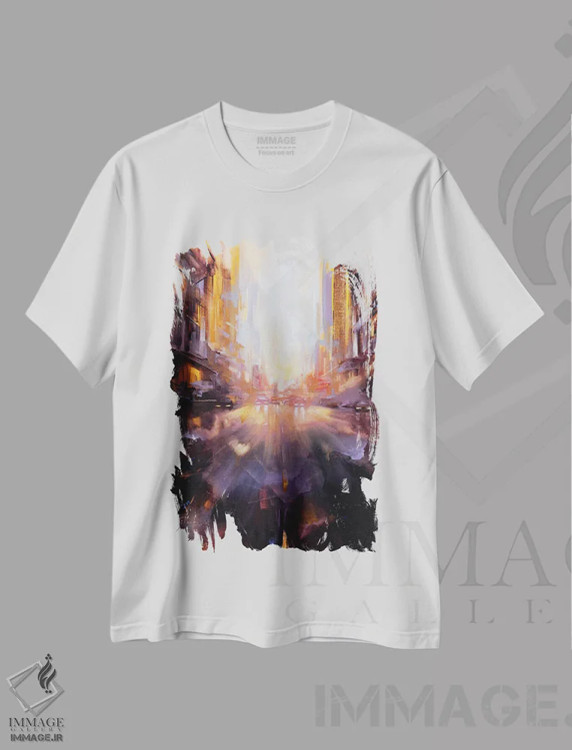 تیشرت سفید طرح دار در مسیر غروب، آبستره اثر بُژنا فوخس | immage.ir