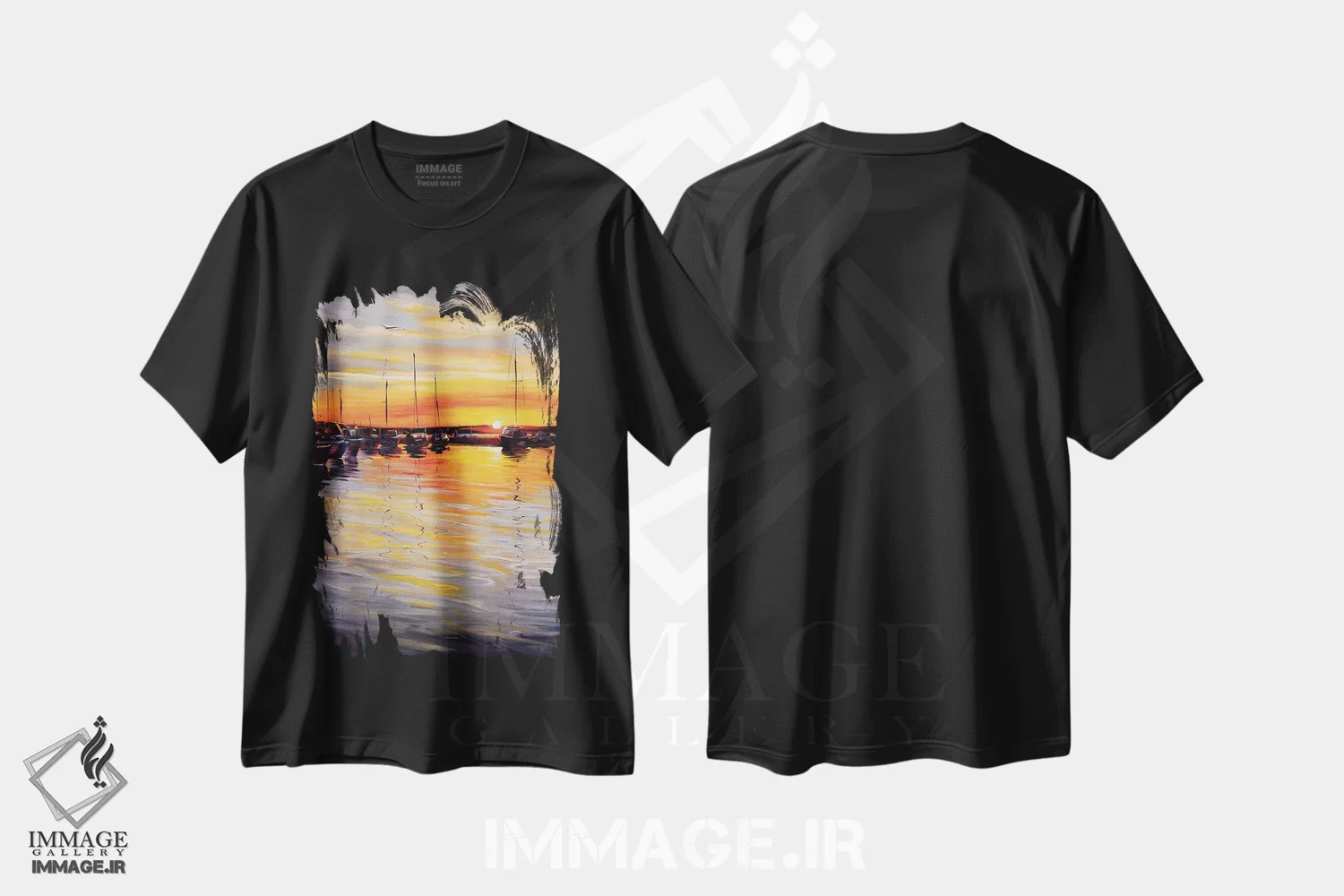 تیشرت مشکی طرح دار غروب پاییزی، آبستره اثر بُژنا فوخس | immage.ir