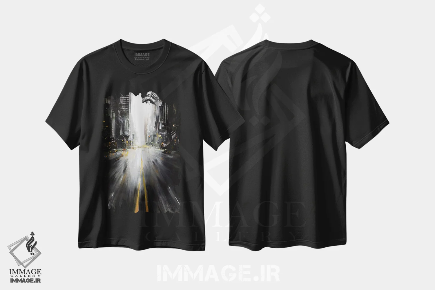 تیشرت مشکی طرح دار راه، آبستره اثر بُژنا فوخس | immage.ir
