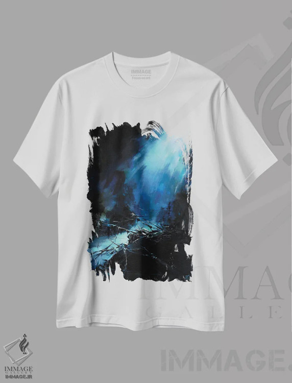 تیشرت سفید طرح دار کشتی شکسته، هنر فاخر معاصر اثر بُژنا فوخس | immage.ir