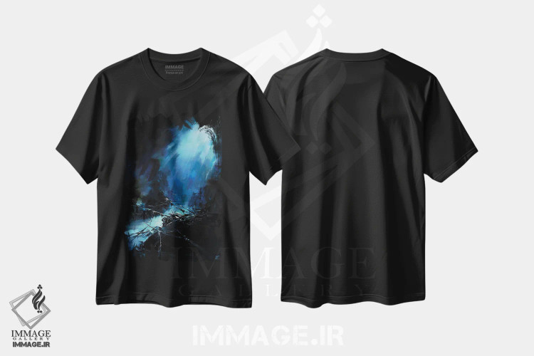 تیشرت مشکی طرح دار کشتی شکسته، هنر فاخر معاصر اثر بُژنا فوخس | فروشگاه ایماژ